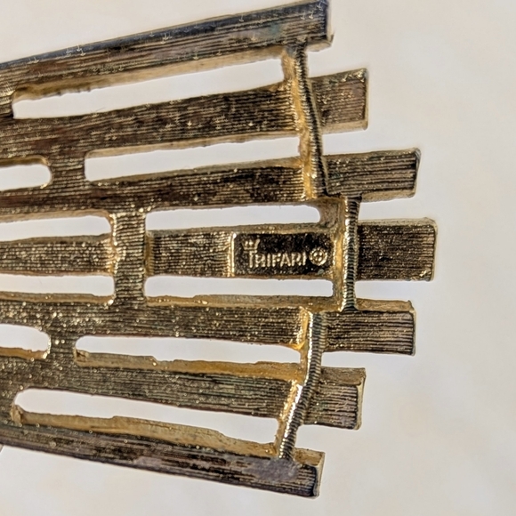 Vintage Trifari Art Deco Gold Tone Chain Tassel Chunky Necklace Choker - Picture 6 of 12